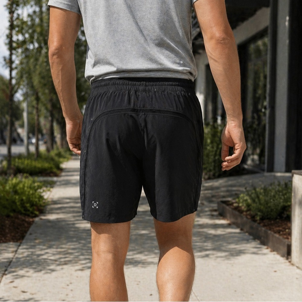 Lululemon Mens Athleisure Run Response Shorts Small Black Athletic Gym Workout